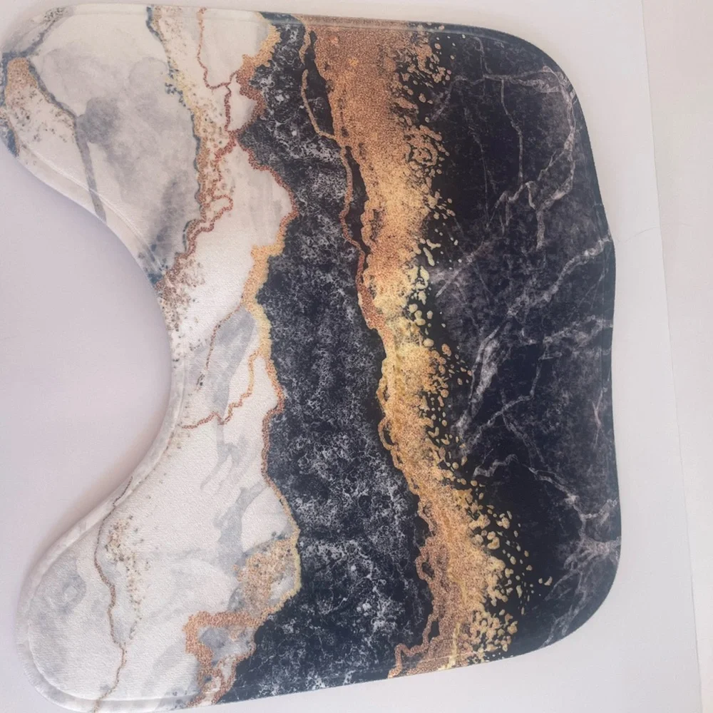 Luxury Marble Bath Mat Set - Black, White, Gold